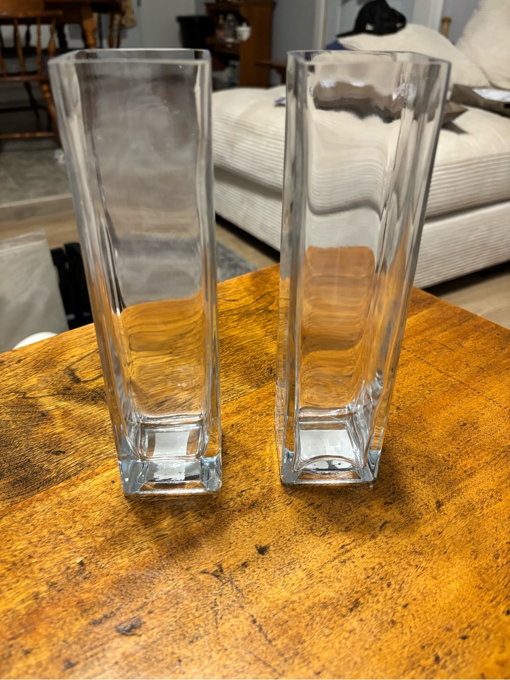 Modern Home Decor Transparent Clear Glass Square Bud Vases Pair IKEA